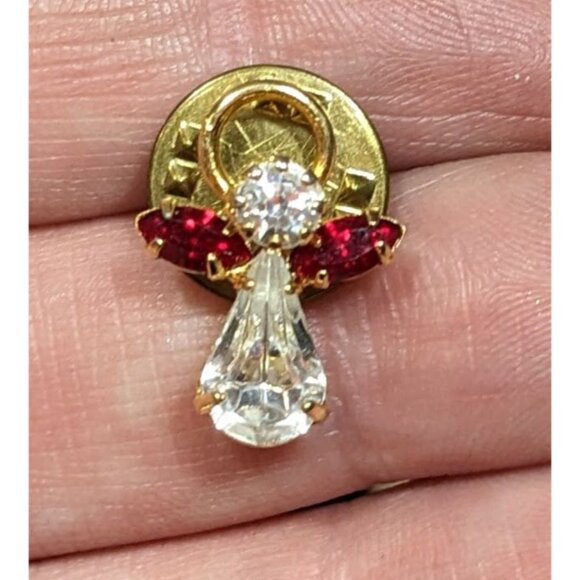 Vintage July Birthday Angel Crystal Lapel Pin - Picture 3 of 4